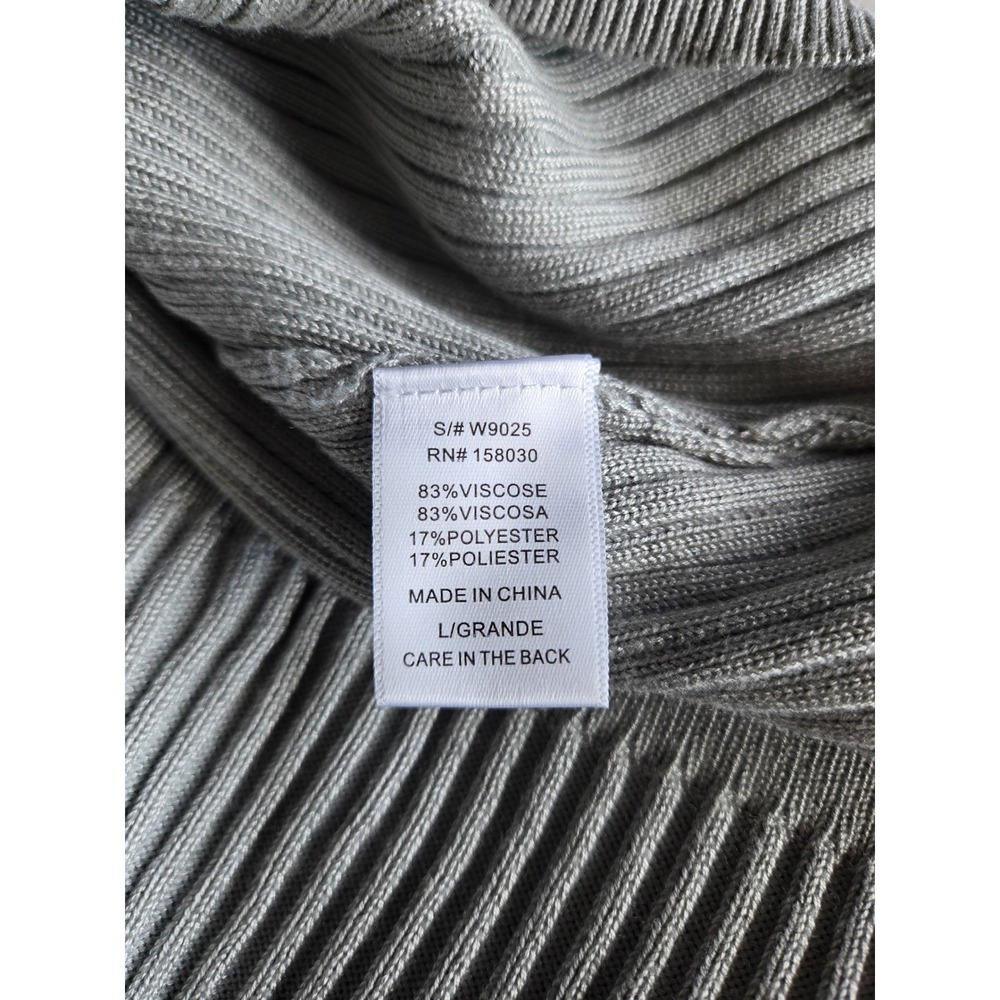 Love Tree Silver Gray Rib Knit Wrap Sweater Dress Size L Cozy Chic Minimalist - Picture 9 of 9